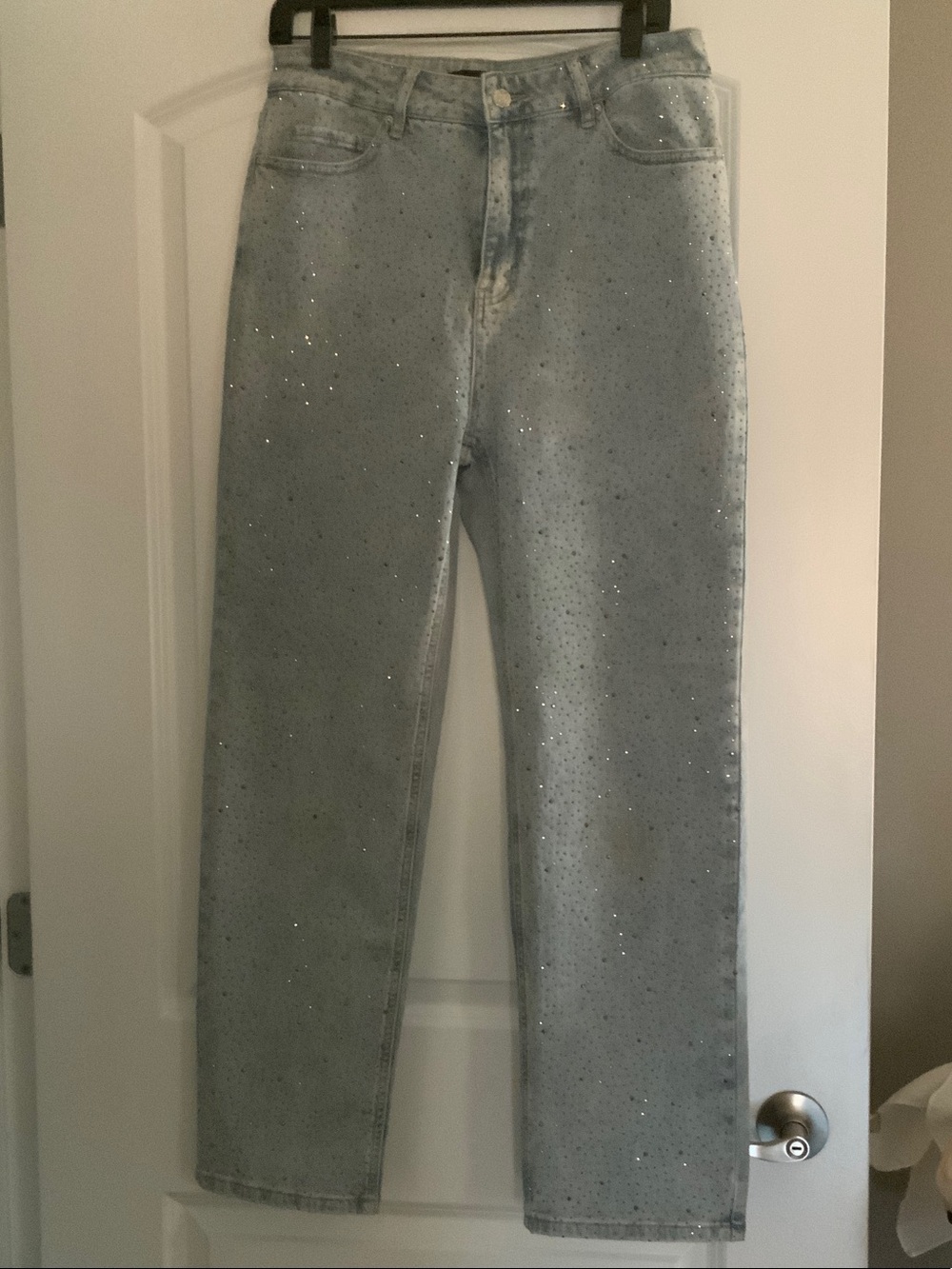 Generation Love Light Blue Glitter Straight-Leg Jeans